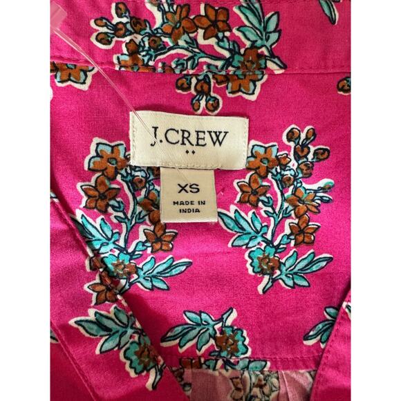 J. Crew Factory Printed Short Sleeve V-Neck Poplin Top Size XS Pink Floral - Picture 14 of 14